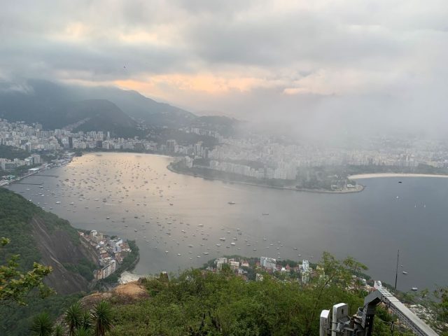 Misty view from Sugarloaf Mountain in Rio de Janeiro