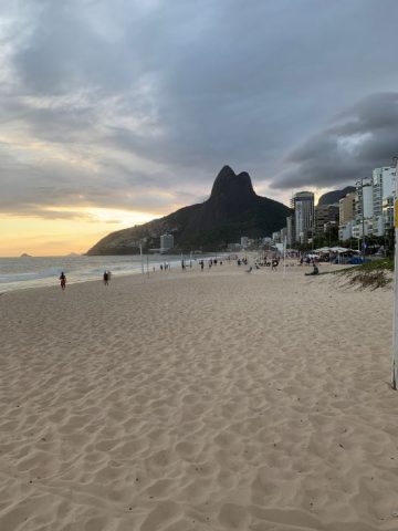 A mostly empty sandy beach in Rio