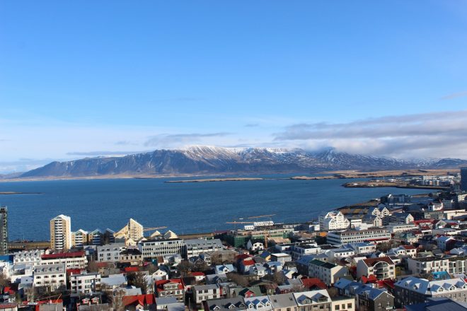 View over Reykjavik to the sea