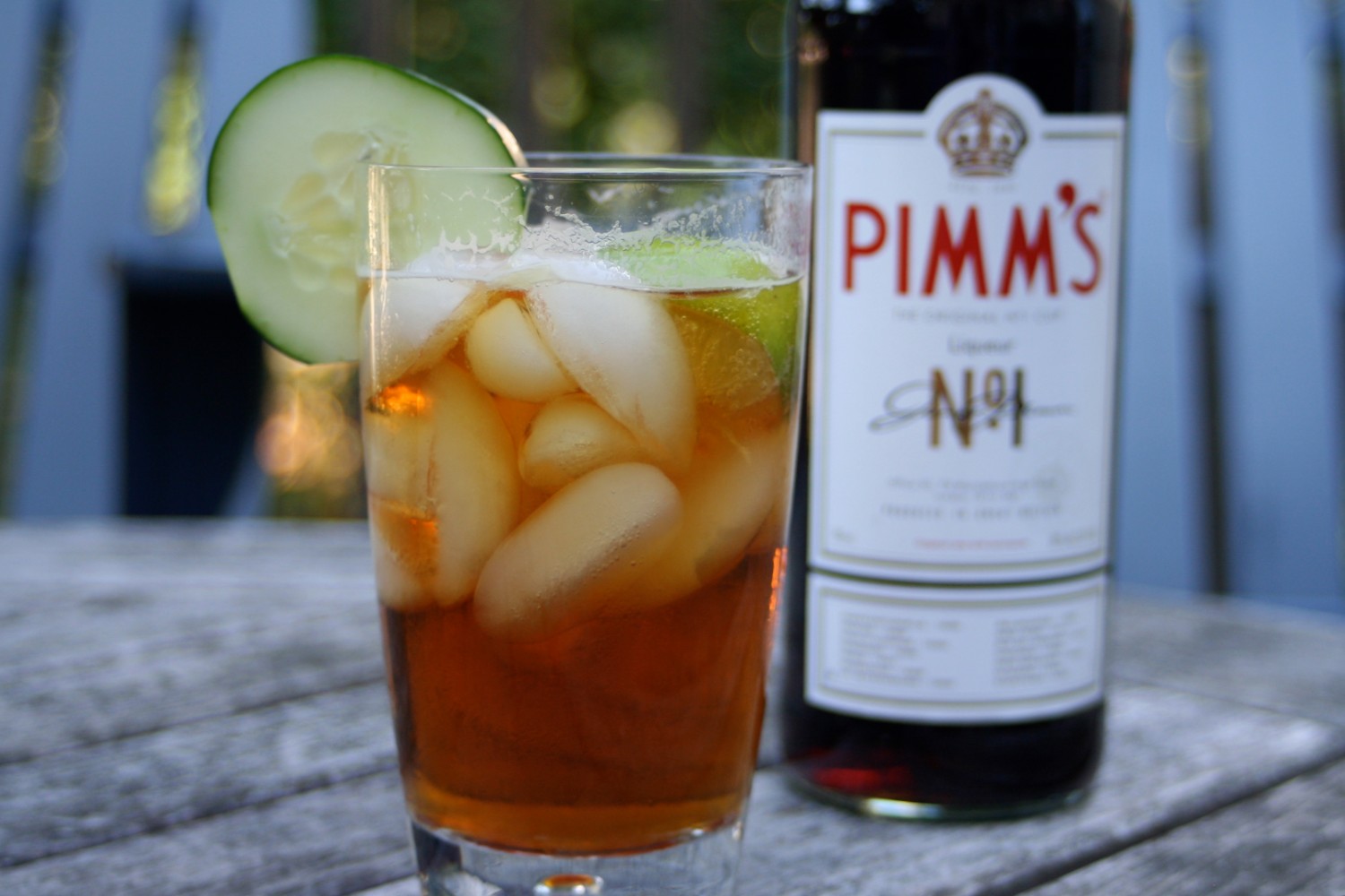 Pimms bottle and full glass - Credit to Whitney