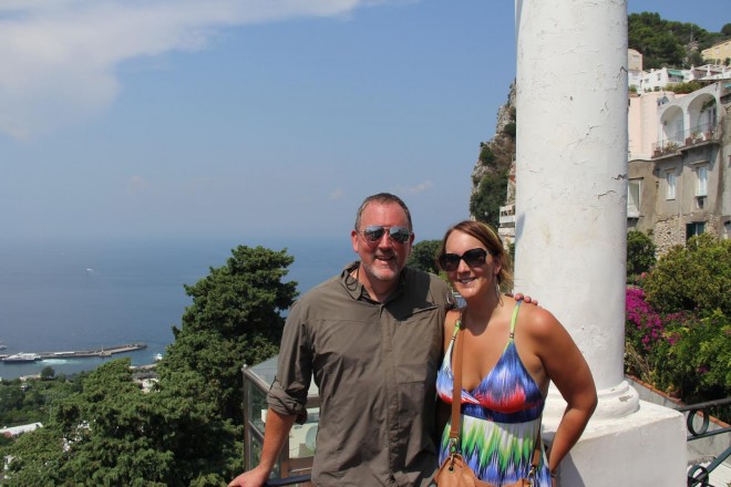 Rick Griffin of Midlife Road Trip with his daughter, Kacie, in Capri, Italy