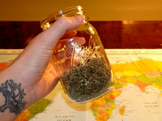 add your herbs to the jar