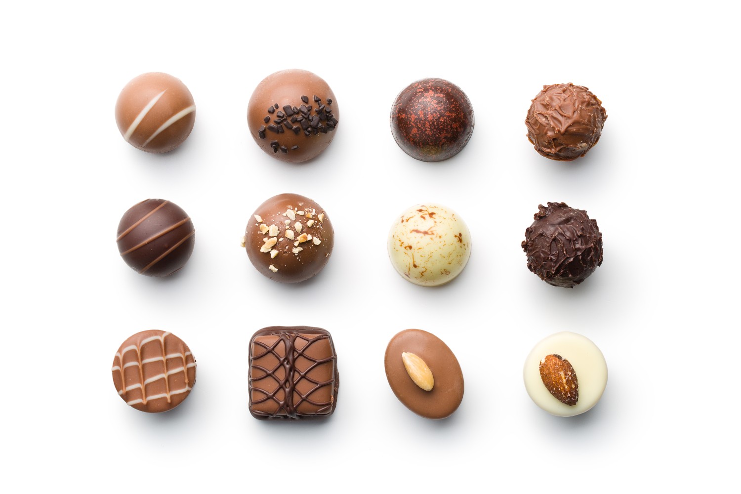 designer chocolates in a grid